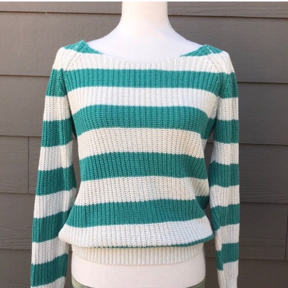 Cotton Striped Open Back Sweater - Picture 2 of 7